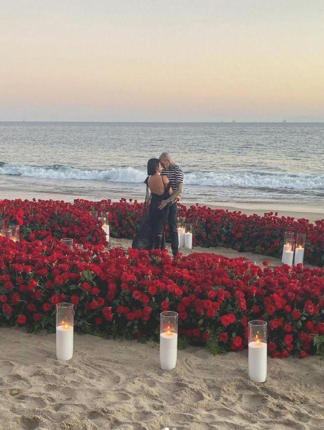 Travis Us Open Roses KOURTNEY KARDASHIAN BEAU TRAVIS BARKER’S ROMANTIC BEACH PROPOSAL COMES ...